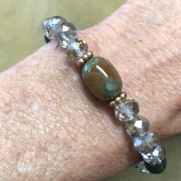 Turquoise & Green Crystal Beads and A Shade of Brown With gold accents - Picture 7 of 9